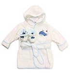 Spasilk 100% Cotton Hooded Terry Bathrobe with Booties, Blue Whale, 0-9 Months by Spasilk [並行輸入品]