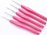 5本セット かぎ針 ホットピンク 1.25mm 快適フィットグリップ 手芸用品 かぎ針編みフックセット Huey 手芸材料のヒューイ h2728s80