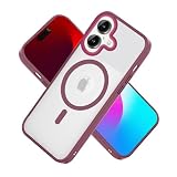 対応 iPhone 16 Plus ケース MagSafe対応 TPU PC素材 透明 薄型 軽量 全面保護 アイフォン 16 Plus 用 スマホカバー レッド
