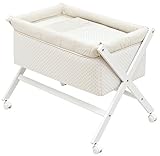 Cambrass Small Bed/Crib X Wood Une with Canopy (55 x 87 x 74 cm, Star Beige) by Cambrass