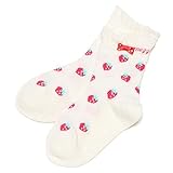 ミニリボンつきイチゴ柄ソックス オフ ホワイト 11-13cm
