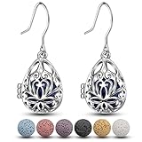 INFUSEU 溶岩 エッセンシャルオイルディフューザー フィリグリー ドロップ ダングリング フック イヤリング レディース アロマセラピー 溶岩 ビーズ ジュエリーセット シルバー