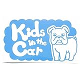 ブルー（青） 犬 ブルドッグ 横戌 Kids in the car キッズ イン ザ カー キッズインカー ステッカー 窓ガラス用シールタイプ 車 円戌 ...