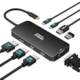 【2つHDMI＋DP＋VGA 4画面拡張】USB C ハブ ドッキングステーション hdmi 2ポート 4画面拡張可能 4K対応 100W 急速充電 Displayport VGA 2 USB A 2.0 MacBook Pro/Air 2020 Dell XPS 13/15 Lenovo Yoga HPなどタイプC機種に対応