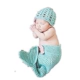 Nasbach ベビーコスチューム　赤ちゃん記念写真服装　満月/百日　着ぐるみ　毛糸　帽子（単品/セット） マーメイドセット
