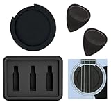 Esforzarse 消音 弱音 ブラック 5個セット、サウンドホールカバー、弱音器 ギターピック サイレンサー 消音 弱音 練習用ピック付き、ギター ミュート ミュートパッド黒(弱音器+ホールカバー小)