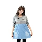 Lecpra (レクプラ) カジュアル バイカラー ワンピース 授乳口付 マタニティ 授乳服 グレー ( L XL ) 長袖 (XL)