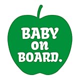 リンゴ baby on board カッティング ステッカー グリーン 緑