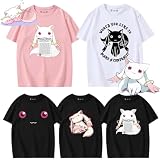 [ヌーブロ] 2024 魔法少女まどか☆マギカ tシャツ 半袖 キュゥべえ QB T-shirt 夏服 丸首 かわいい インナーシャツ ゆったり 綿 夏 レディース コスプレ衣装 日常服 誕生日 プレゼント 男女兼用 (白-2,M)