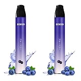 ECOCCO 電子タバコ VAPE 使い捨て 1800回/1本 2本約4000回吸引可能 コスパ 最高 持ち運び 禁煙補助に最適 爆煙 ニコチンなし (クラシックスモーク・シガー2本) mix