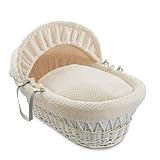 Clair de Lune Honeycomb White Wicker Moses Basket (Cream) by Clair de Lune