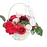 花 プレゼン 誕生日 プレゼント 女性 ギフト ソープフラワー (花かごレッド)