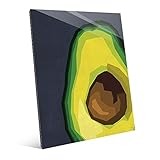 Largeスライスされたアボカドグラフィックアートのダークブルーのキッチン壁アートプリント 16x20 KIT0000327GLS16X20XXX