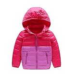 DWSIOOW　子供 ダウンジャケット ファイバーダウン 男の子 女の子 軽量ダウン アウトドア キッズ アウター 撥水加工防風 防寒 ダウンコート 100-150cm (ラズベリー&ピンク, 140