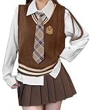 [QOOLYㅤ] ニットベスト ニット セーター スクールベスト カットソー Vネック ベスト レディース 学校制服 女子制服 ニットウェア スクールセーター アウター 学生服 コスプレ コスチューム white M