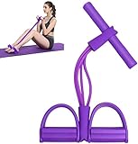 トレーニングチューブ シットアップ 腹筋エクササイズ  ペダルプラー フィットネス機器　筋トレ パープル