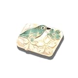 夜光貝 めじろ と 桜 ブローチ 兼 帯留め