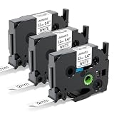 ASprinte 互換 ブラザー TZe-231 TZe231 12mm 白地黒文字 ラミネート テープカートリッジ ピータッチ P Touch用 TZe TZ テープ, 長さ8m, 3個