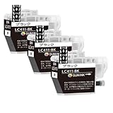 【SUNINK】ブラザー 用 LC411インク LC411-BK(ブラック)【1色セット*3(合計3本)】対応：DCP-J928N-W/DCP-J928N-B/DCP-J528N/MFC-J905N/DCP-J915N/DCP-J1800N/DCP-J926N-W/DCP-J926N-B/DCP-J526N/MFC-J904N/MFC-J739DN/MFC-J739DWN/MFC-J939DN