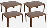 4点セット 木製 折り畳み 丈夫な座卓 ローテーブル (幅60×奥行45) ブラウン hd-6045 br-4