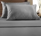 Luxurious Extra Soft Sheet Set 4 Piece 300 Thread Count Cotton Blend King Size - Grey [並行輸入品]
