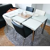 シック 130cm幅 4人掛け用ガラス製ダイニングテーブル ホワイト