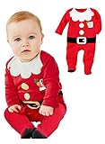 (チェリーレッド)CherryRed クリスマス サンタ衣装 ベビー服 男女兼用 長袖 綿 ロンパース 赤色 70