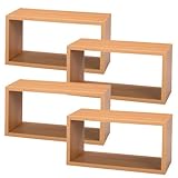 AZUMAYA（東谷） パズル式オープン収納ラック NWS-557 4個セット ナチュラル