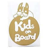 ゴールド（金） 犬 フレンチブルドッグ 円 Kids on board キッズオンボード ステッカー 窓ガラス用シールタイプ 車 円戌 干支 動物