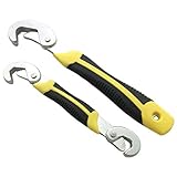 万能 レンチ 大小 2本セット ゴムグリップ 23～32mm、9～22mm 蛇口取り付け 配管工事 （黄色）