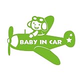 デザイン工房ＳＩＧＮＳ 車ステッカー Baby in car 12 綺麗にはがせる 車 ステッカー 飛行機 プロペラ イエローグリーン