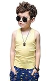 COMVIP タンクトップ 子供服 キャミソール 男女兼用 簡約 柔らかい 無地 純色 女/男の子 夏 ノースリーブ 丸首 通学 タンクトップ－イエロー 130