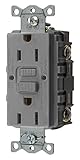 Bryant Electric GFRST15GY 15 Amp 125V Commercial/Residential Self Test Duplex GFCI Receptacle, Gray 
