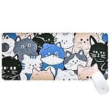 Newseego マウスパッド ゲーミングマウスパッド キーボードパッド かわいい 猫 超大型 薄型 滑り止め 水洗い ズレない 耐久性良い ゲーム 仕事用 おしゃれ 800*400mm