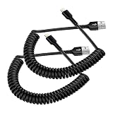 ライトニングケーブル USB-A コイル状 2本 CarPlay対応＆MFI認証 iPhone充電ケーブル カールコード 2.4A 急速充電と高速データ転送 Haoano アイフォーン 車用 伸縮コード 高耐久 iPhone 14 Pro Max/14 Pro/14 Plus/14/13/12/11 Pro Max/XS/8/iPad Air/iPad Mini/iPod