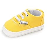 ベビースニーカー　赤ちゃんズック靴　レースアップシューズ　 男女兼用　可愛い　快適　散歩　歩行練習　ゴム底　綿布　イエロー　0-6ヶ月に対応靴　春　夏　秋