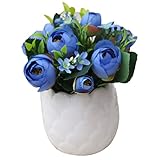 Outflower　盆栽　陶器　シルクフラワー　人工観葉植物　家庭装飾品　園芸用品　植木鉢　プレゼント　贈り物　単品　雑貨　可愛い　ホワイトセラミック　人工観葉植物盆栽　植木鉢