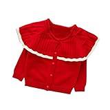 Pojour ベビー服 子供服 女の子ニットカーディガンセーター 冬 防寒 かわいいトップス おしゃれ 暖かい 厚手 綿 ベビールームウェア 普段着 カジュアル 旅行 記念日 プレゼント 丸首 赤