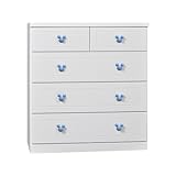 アルファタカバ ディズニー家具シリーズ セレクトミッキー 80cm幅4段ホワイト 取っ手北欧アクアブルー