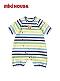 [ミキハウス] MIKIHOUSE 【ミキハウス(ベビー)】 くまちゃん＆うさちゃんのネオンカラーボーダー プレオール （50-60cm） 42-1201-950 ブルー 50-60cm