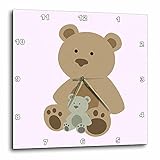 3dRose dpp_212048_1 Teddy Bear Pink Kids Room Decoration Wall Clock, 10 by 10' [並行輸入品]