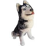 High Quality Sculpture, Medium, Sitting Gray Siberian Husky