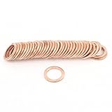 uxcell 銅ワッシャー コッパー製コッパートーン シールリング 16mmx22mmx2mm 50個入り