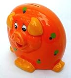 laVie 5.75 " Tallセラミックフラット貯金箱 – オレンジ