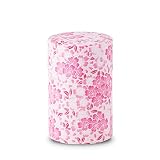 のレン 和紙の茶筒 - 朧桜 ピンク / 日本製 友禅和紙 スチール缶 中蓋つき 密閉 保存容器 乾物容器 / お茶缶 おしゃれ 100g缶