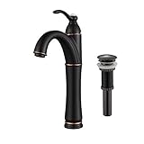Kraus FVS-1005-PU-10ORB Riviera Single Lever Vessel Bathroom Faucet with Matching Pop Up Drain Oil R