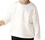 Plus Nao(プラスナオ) こなれ感でくすみカラーが可愛いめちゃ伸び素材のキッズ トレーナー スウェット 韓国子供服 無地 トップス クルーネック シンプル 大人っぽい オーバーサイズ 秋冬 流行