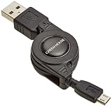 GREEN HOUSE 巻き取り式 microUSB充電ケーブル ブラック GH-UCRMB-BK