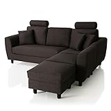 LOWYA （ロウヤ） ソファ カウチソファ レイアウト自在 カバー洗濯可能 ヘッドレスト付き ファブリック 布地 ダークブラウン おしゃれ 新生活
