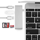 Batianda USB Type Cハブ 充電機能付きType Cハブ USB-C HUB 多機能 軽量USB-C ハブ Type-C充電ポート搭載 MacBook/MacBook Pro/ChromeBook 対応 高速USB3.0ポート* 2 1*SD カード&1*Microカードリーダー パススルー充電 本機に合わせる色 コンパクト アルミニウム(シルバー)